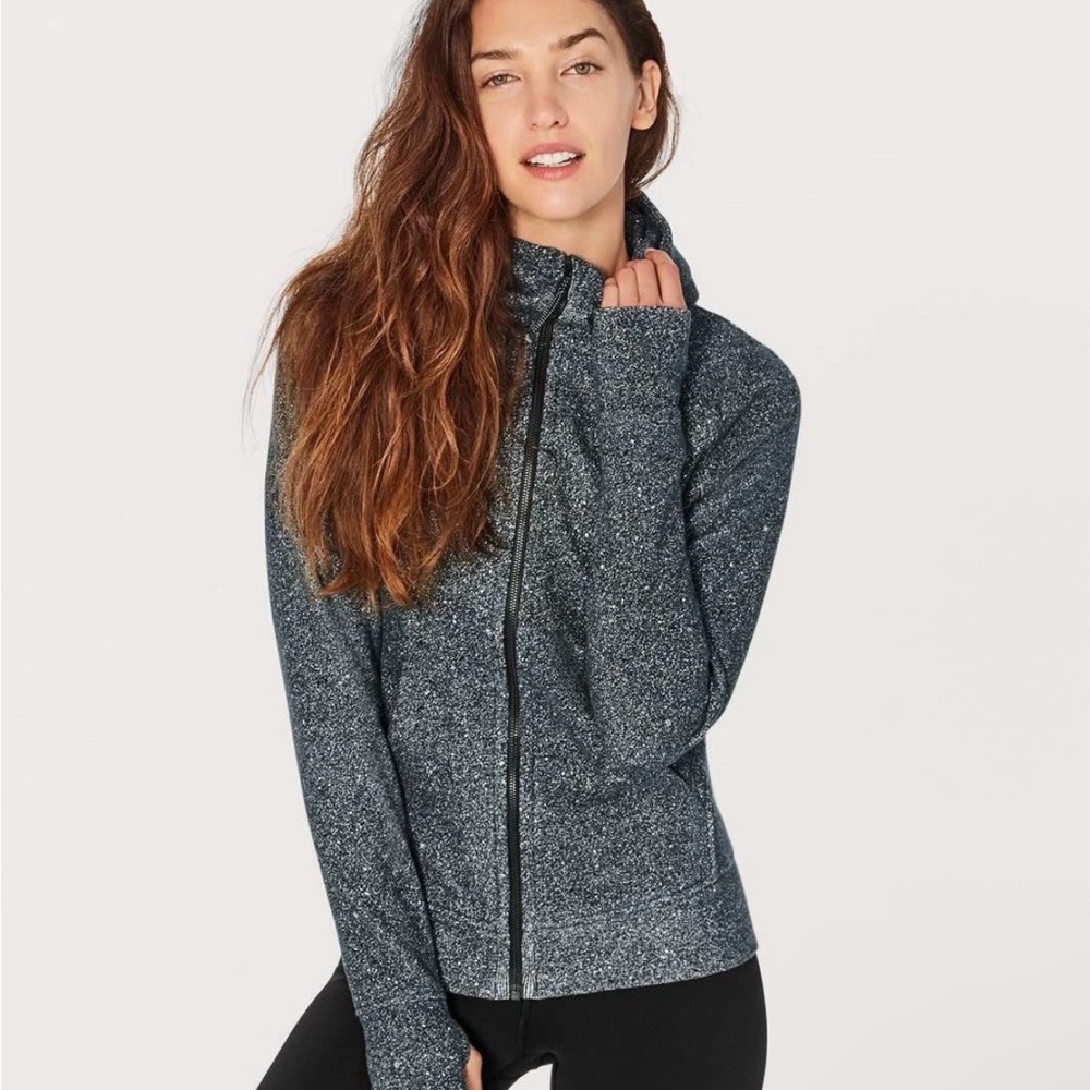 Lululemon Scuba Hoodie Cotton Fleece Luminesce Splatter White Black Size 4